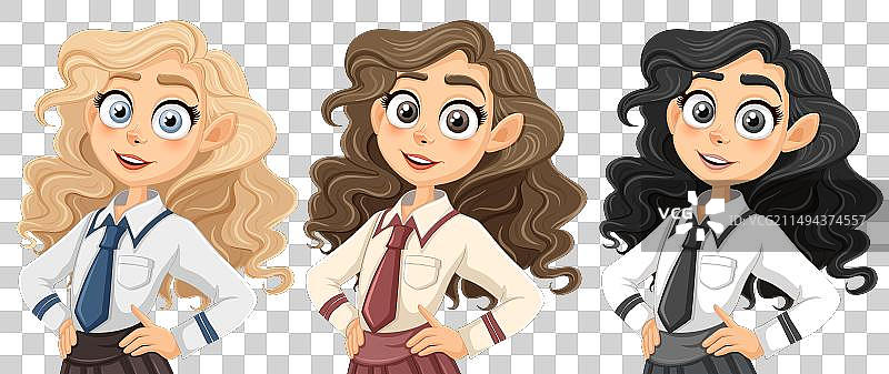 身穿高中校服的漂亮少女图片素材