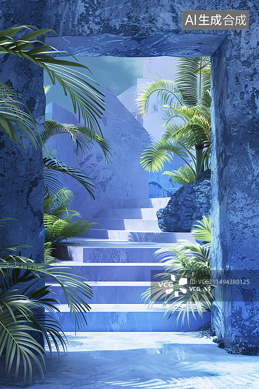 【AI数字艺术】热带度假酒店的游泳池图片素材