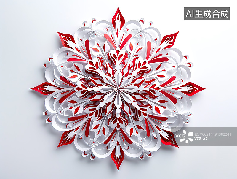 【AI数字艺术】正上方白色背景的红色圣诞装饰照片图片素材