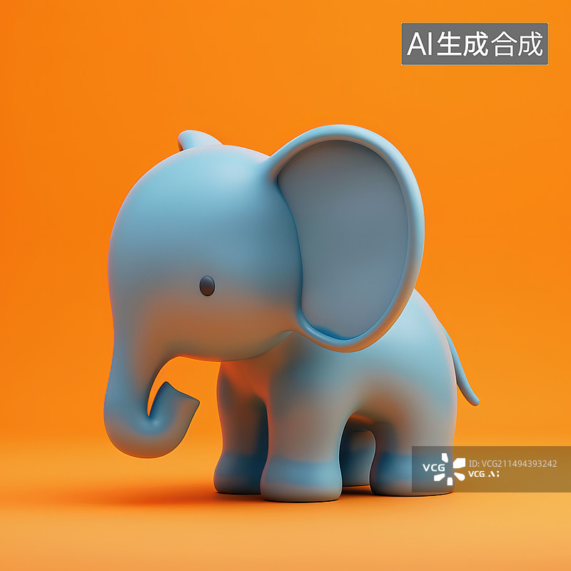 【AI数字艺术】橙色背景下的大象特写镜头图片素材