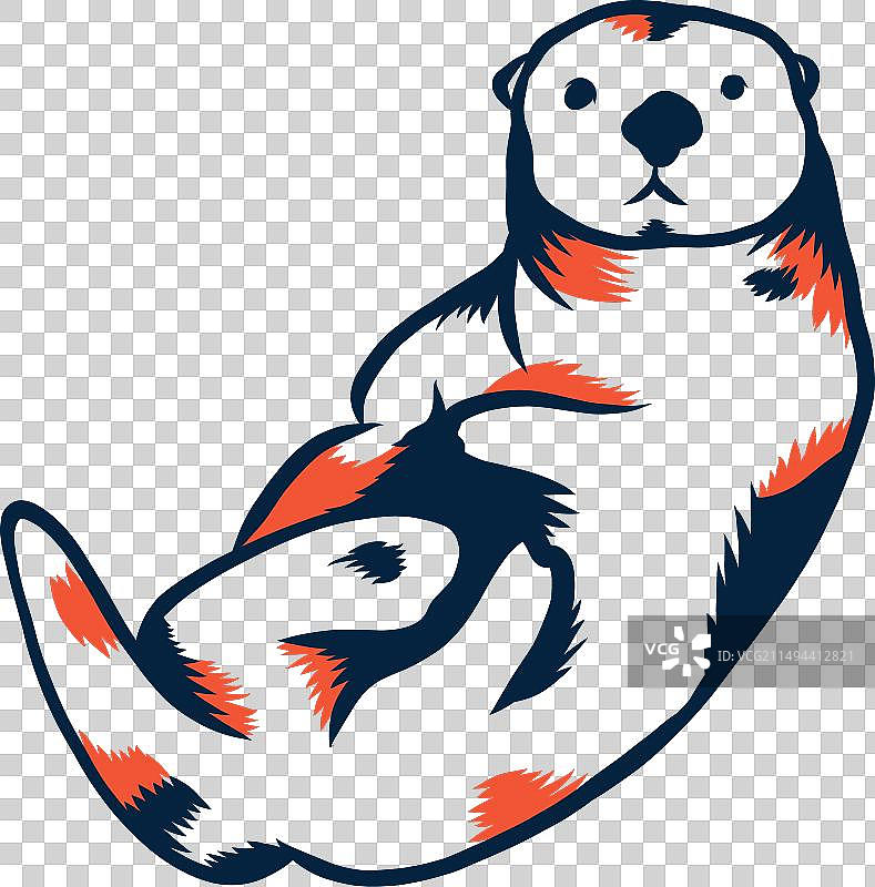 海獭双色调图案图片素材