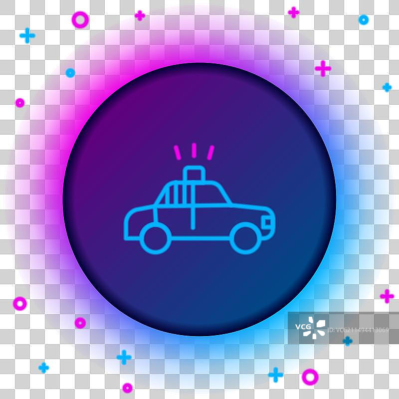 发光的霓虹线：警车和警察闪光灯图片素材