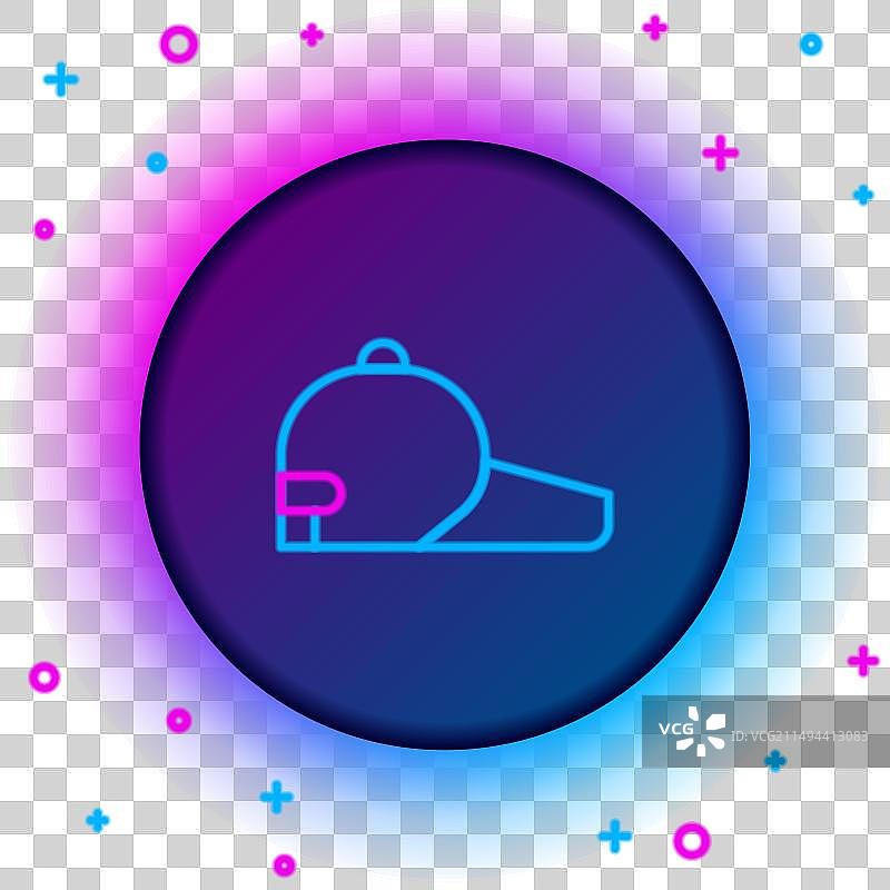 发光霓虹灯线条棒球帽图标图片素材