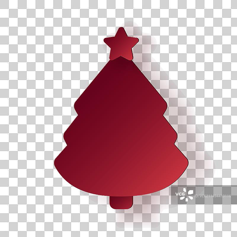 红色圣诞剪纸3D树挂件图片素材