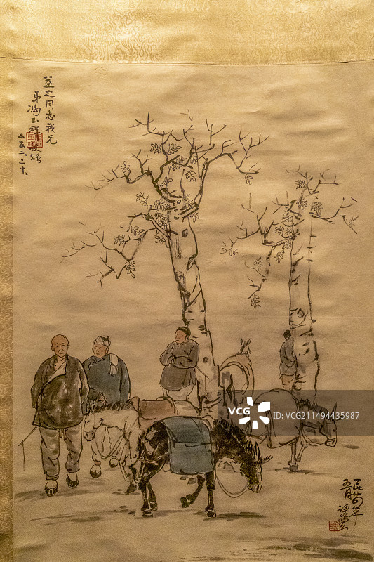 首都博物馆“近现代名家绘画作品展”：人物（赵望云）——赵望云，河北束鹿人。长安画派创始人之一图片素材