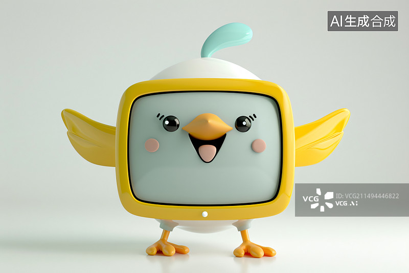 【AI数字艺术】3D可爱风电视机图片素材