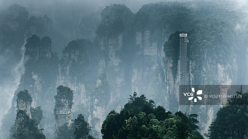 张家界武陵源景区风光百龙天梯图片素材