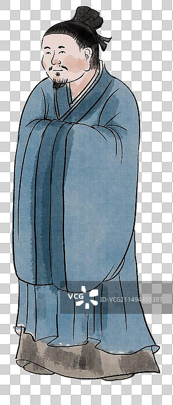 中国风新中式古风古典传统文化古人古装古代古时候汉服服饰水墨风水墨画老人老者人物插画图片素材