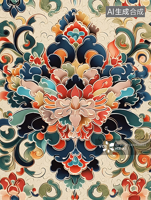 【AI数字艺术】中国风敦煌纹样图片素材