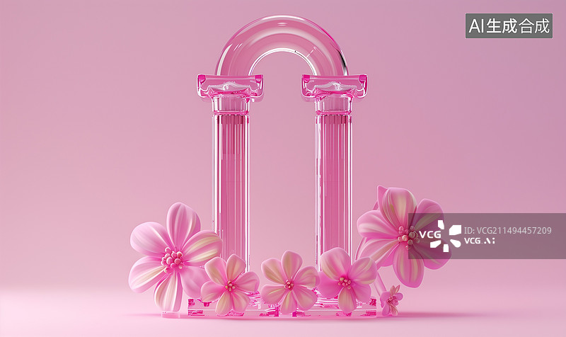 【AI数字艺术】粉色花背景图片素材