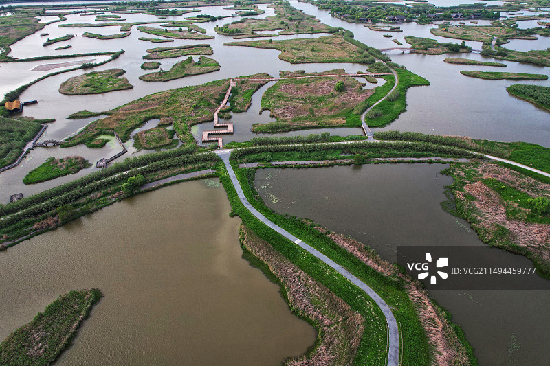 航拍杭州湾湿地公园图片素材