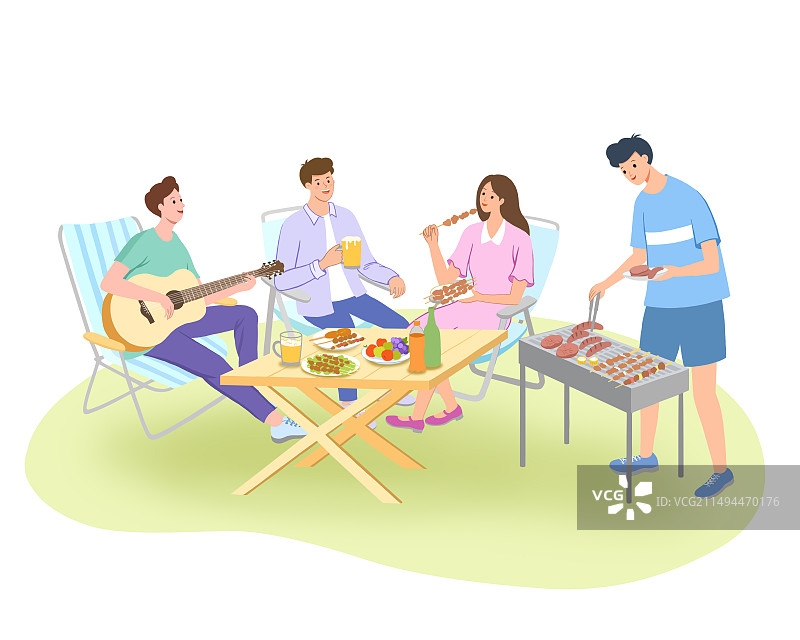 烧烤的年轻人图片素材