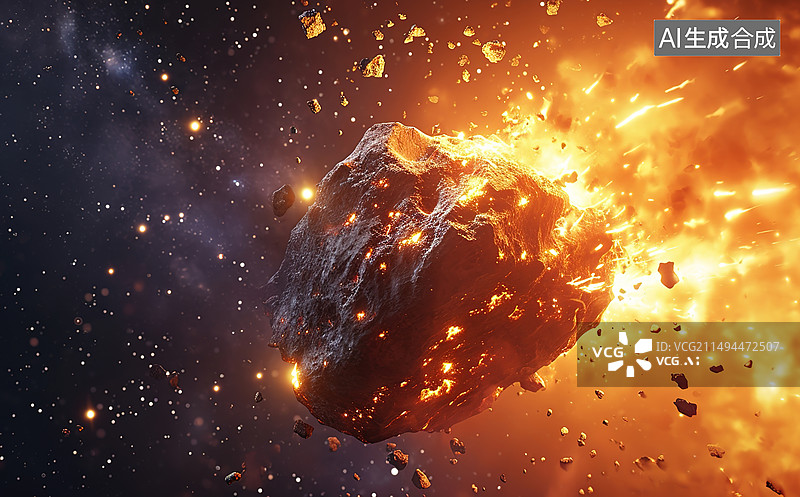 【AI数字艺术】燃烧的陨石图片素材