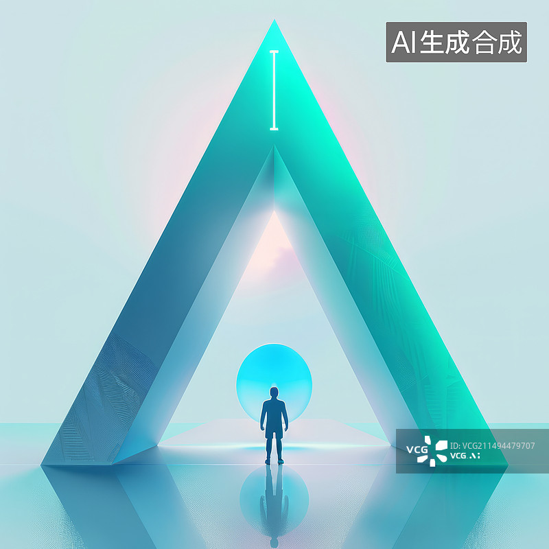 【AI数字艺术】三维空间，三角形图片素材