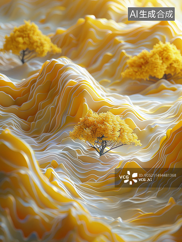【AI数字艺术】黄玉质感山水画图片素材