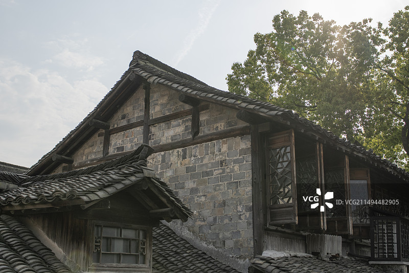 浙江乌镇的江南水乡建筑图片素材