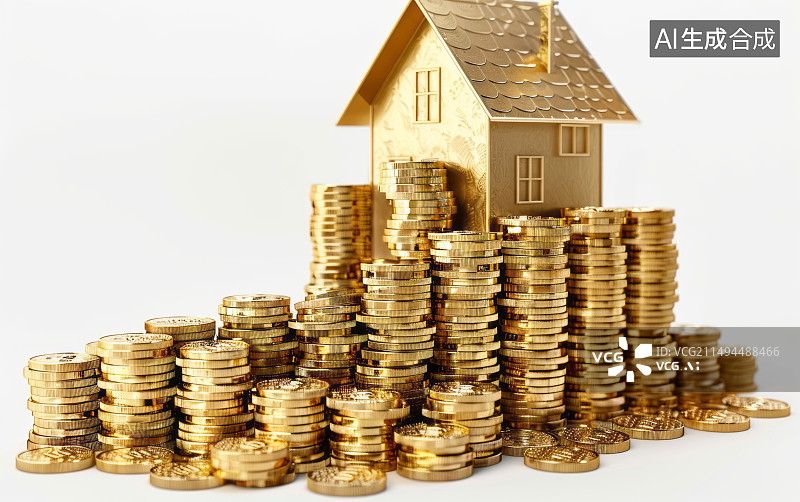 【AI数字艺术】房地产与金融关系主题背景图片素材