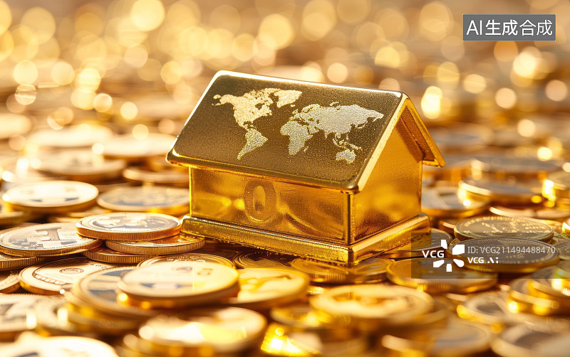 【AI数字艺术】房地产与金融关系主题背景图片素材