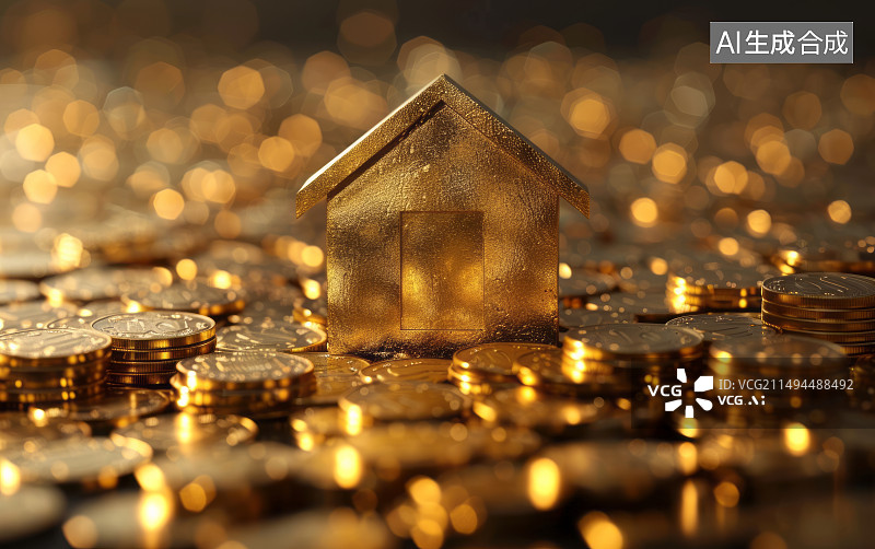 【AI数字艺术】房地产与金融关系主题背景图片素材