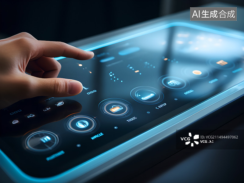 【AI数字艺术】手部特写操作触摸屏图片素材