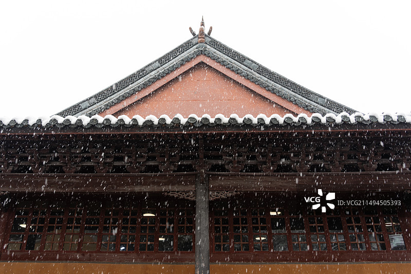 国清寺寺内雪景图片素材