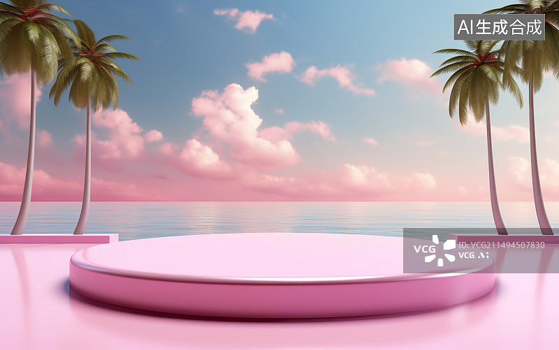 【AI数字艺术】夏日赛博朋克风电商展台图片素材