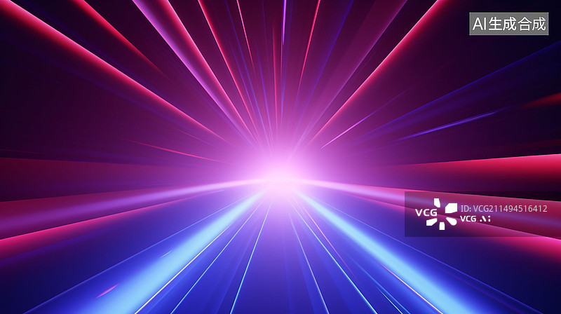 【AI数字艺术】抽象红色蓝色光线背景未来科技感概念插图图片素材