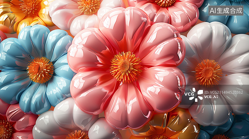 【AI数字艺术】春天夏天莫兰迪色漆皮工艺花朵甜蜜幸福年轻化高级设计背景图案场景图片素材