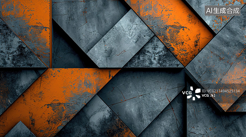【AI数字艺术】橙色和黑色方形格子复古背景墙面图片素材