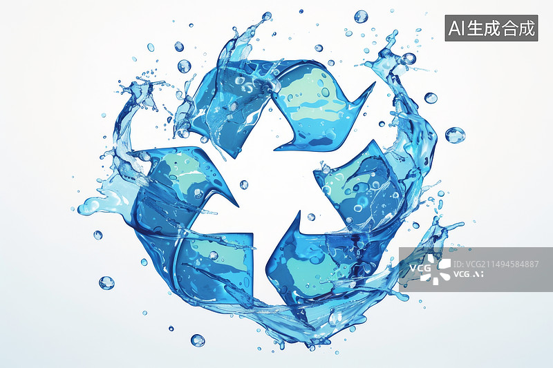 【AI数字艺术】水循环标志环保概念插画图片素材