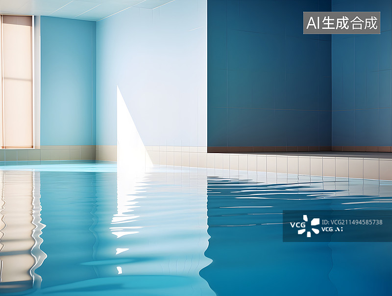 【AI数字艺术】夏天室内泳池图片素材