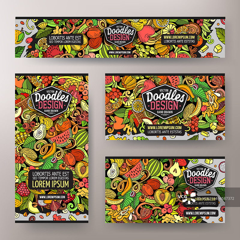 新鲜水果企业卡通涂鸦套装图片素材