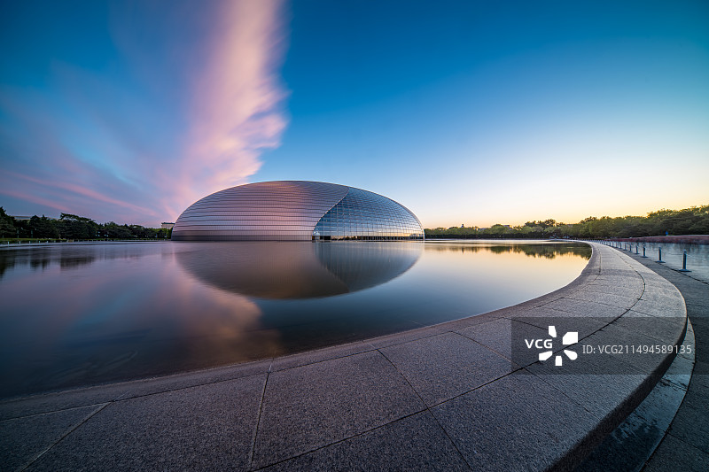 北京国家大剧院日落风景图片素材