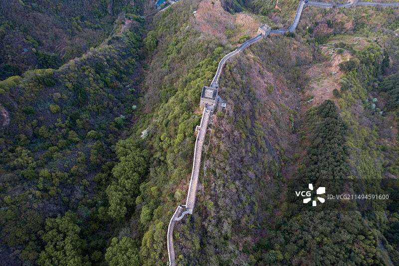 天津蓟州黄崖关长城旅游景区自然风光航拍图片素材
