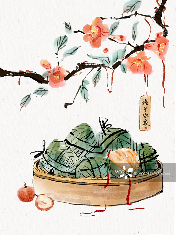 端午节粽子石榴花荔枝图片素材