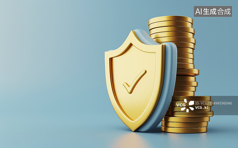 【AI数字艺术】蓝色背景下的硬币和纸币特写镜头图片素材