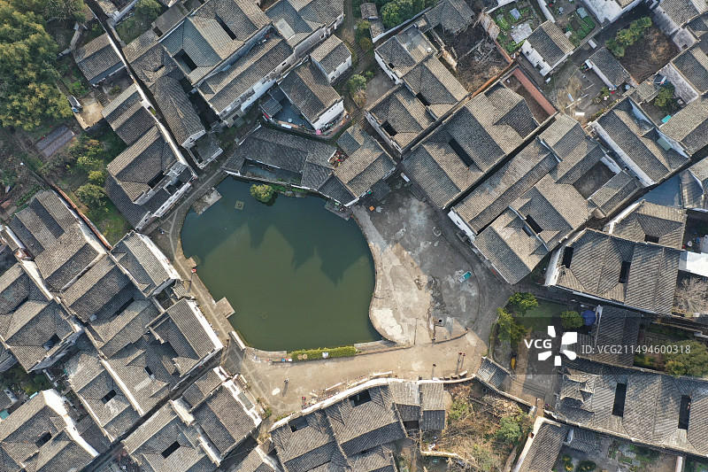 诸葛八卦村村貌与航拍图片素材