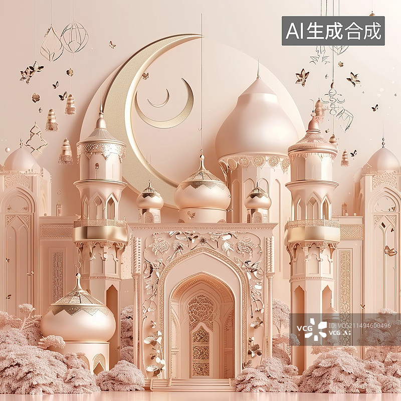 【AI数字艺术】宗教背景展台图片素材