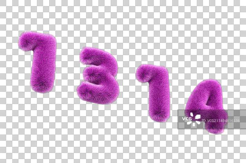 3D渲染，1314一生一世，毛绒立体字图片素材