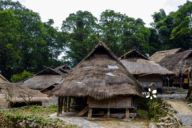 亚洲中国云南沧源翁丁古寨图片素材