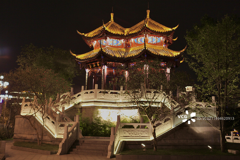 成都合江亭夜景图片素材
