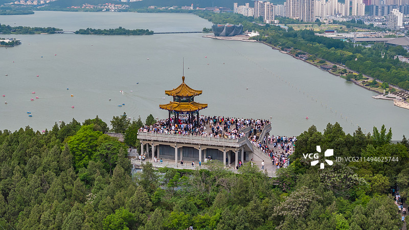 徐州市云龙湖风景区观景台航拍,徐州旅游图片素材