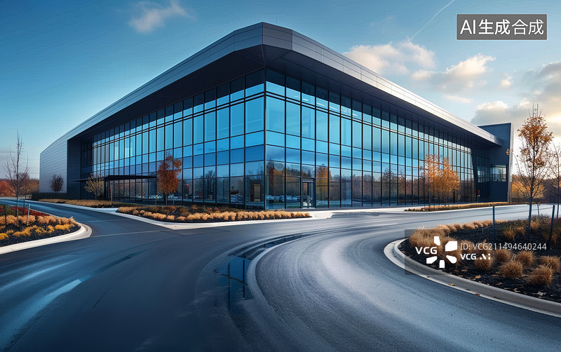 【AI数字艺术】现代建筑与沥青路面背景图片素材
