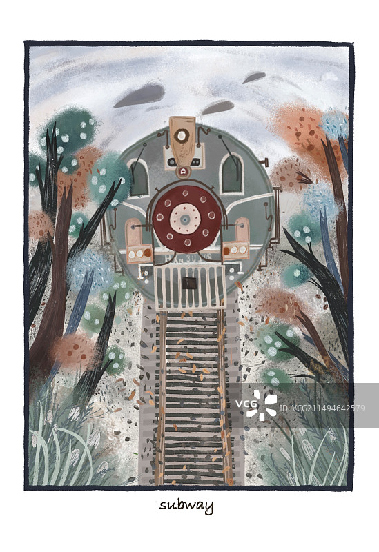 草丛中的火车图片素材