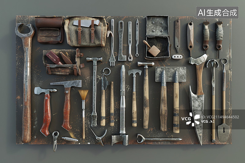【AI数字艺术】工作台上作业工具的正上方图片素材