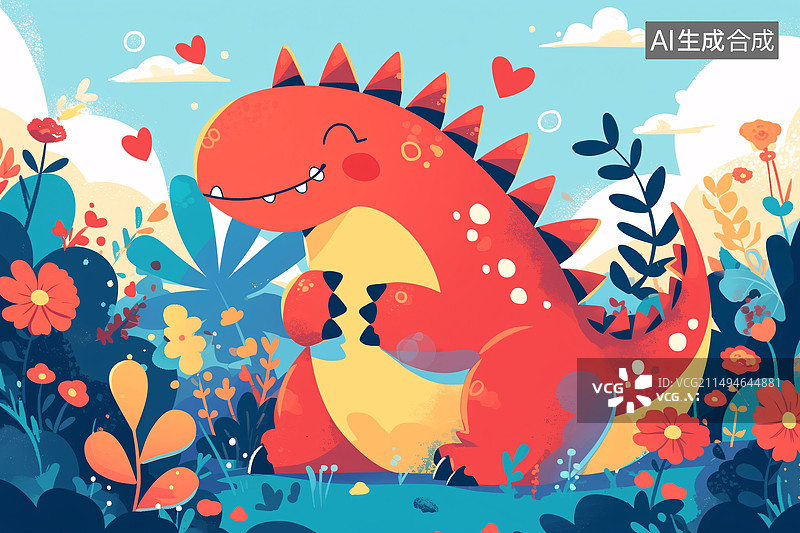 【AI数字艺术】可爱恐龙插画儿童教育概念插图可爱恐龙插画儿童教育概念插图图片素材