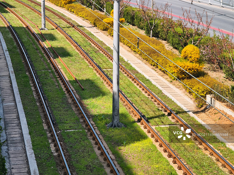 大连有轨电车轨道图片素材