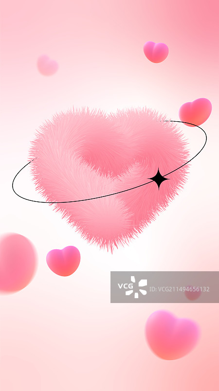 3D毛绒绒弥散风爱心素材图片素材