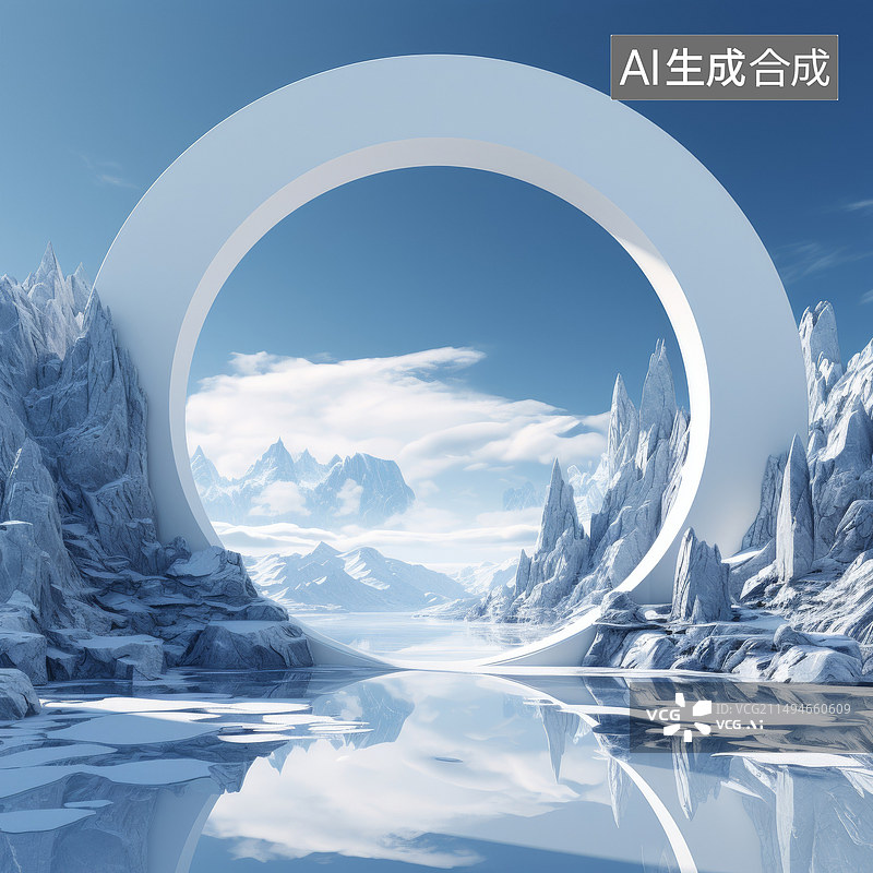 【AI数字艺术】雪山和冰河素材背景壁纸图片素材