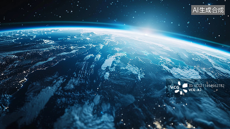 【AI数字艺术】科技风格背景——宇宙中看地球图片素材